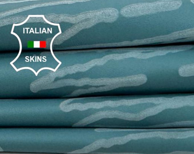 Delivered Duty paid - NATURAL BLUE TEXTURED Soft Italian Lamb leather skin 5sqf 0.7mm #Z508