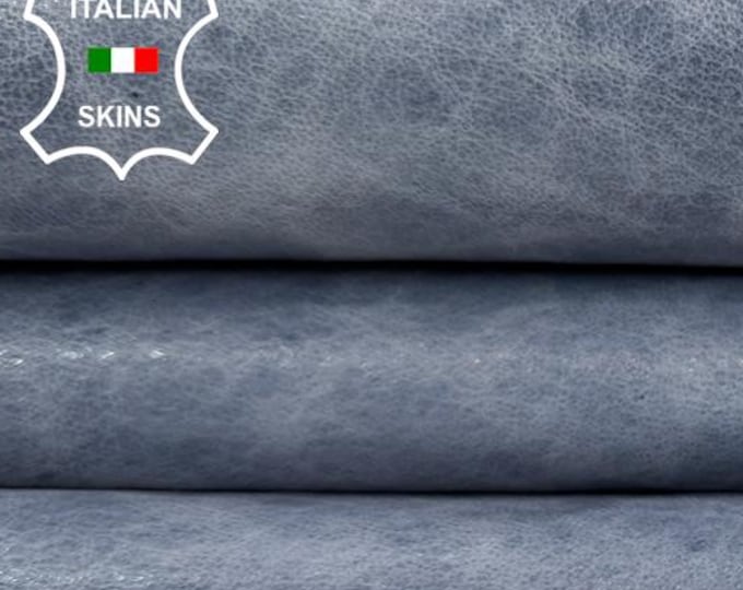 Delivered Duty Paid-LIGHT DENIM BLUE Vintage Look Vegetable Tan Italian Lamb leather skin 6+sqf 0.8mm #C6875