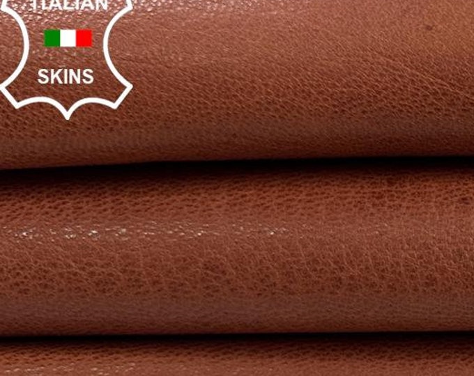 WASHED COGNAC BROWN Rustic Look Vegetable Tan Thick Italian Goatskin Goat Leather hide hides skin skins 5+sqf 1.4mm #C2858