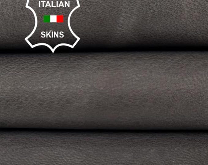 Delivered Duty Paid-DARK GREY UNFINISHED Naked Vegetable Tan Thick Strong Italian Goat leather skin 6sqf 1.2mm #C6951