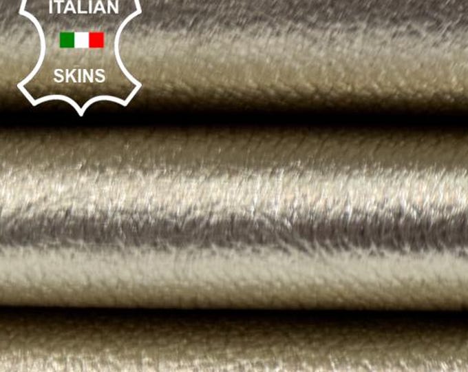 METALLIC PLATINUM ROUGH Grainy Strong Italian Goatskin Goat leather hide hides skin skins 5+sqf 0.7mm #C6086