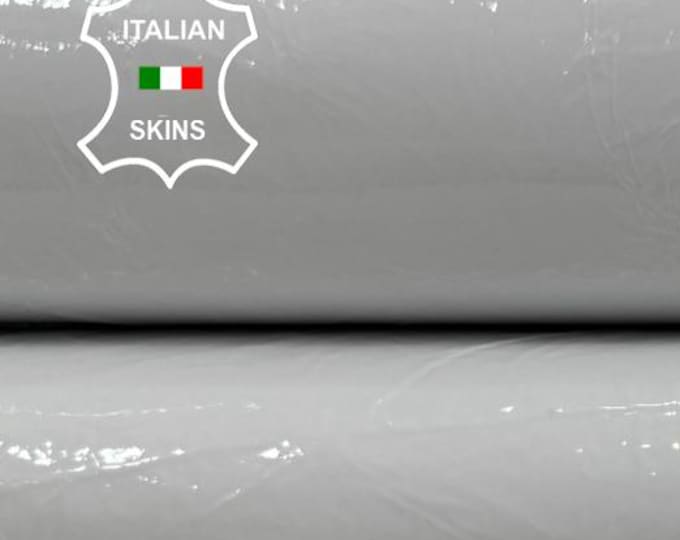 OFF WHITE PATENT Crinkled Strong Italian Goatskin Goat leather hide hides skin skins 4sqf 0.8mm #C6568