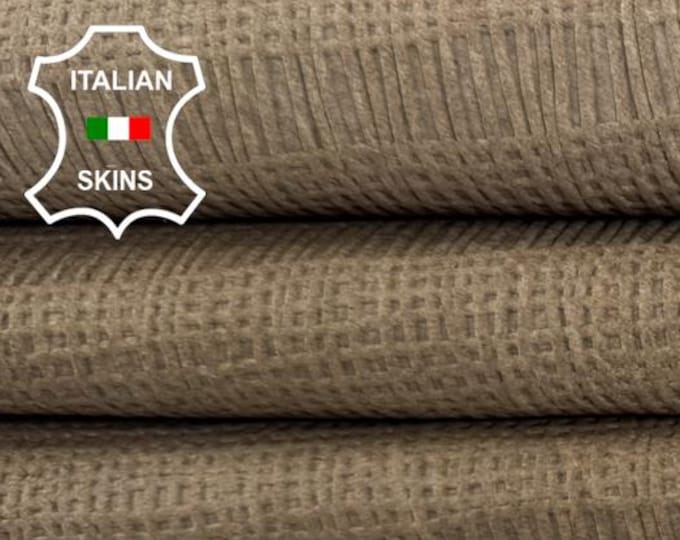 Delivered Duty paid - NATURAL BROWN Textured Soft Italian STRETCH Backed Lamb Leather skin 5+sqf 0.8mm #Z324