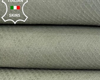 Delivered Duty Paid-LIGHT GREEN SNAKE Print On Vintage Look Vegetable Tan Thick Italian Lamb leather skin 9sqf 1.1mm #C6883