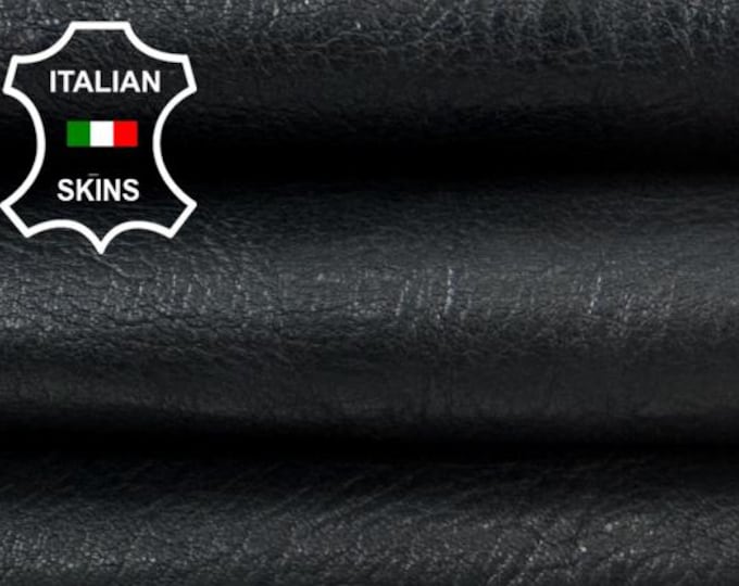 Delivered Duty paid - WASHED BLACK ANTIQUED Vegetable Tan Thick Italian Lamb leather skin 5sqf 1.3mm #Z32
