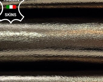 METALLIC PEWTER Thin Soft Italian Lambskin Sheep Lamb leather hide hides skin skins 7+sqf 0.5mm #C6590