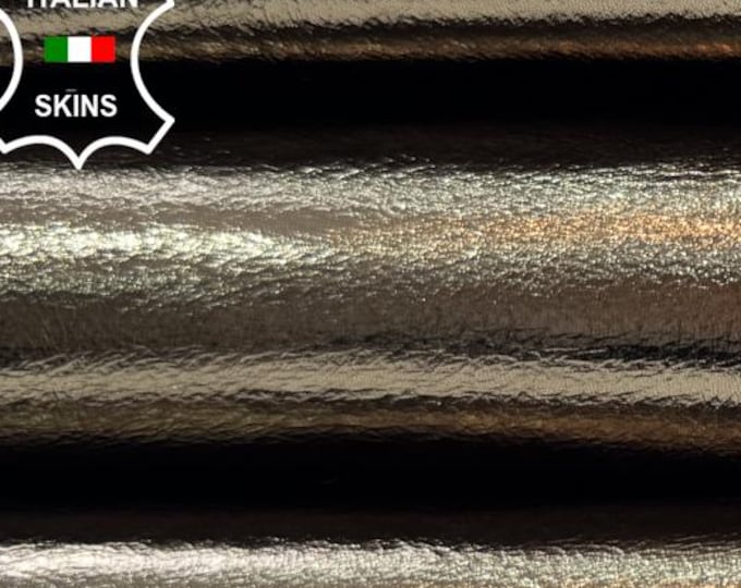 Delivered Duty Paid-METALLIC PEWTER Thin Soft Italian Lambskin Sheep Lamb leather skin 7+sqf 0.5mm #C6590