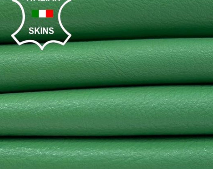 GREEN COATED GRAINY Soft Italian Lambskin Lamb Sheep Leather pack 3 hides skins total 15sqf 1.0mm #C2309