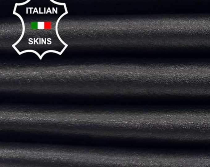 Delivered Duty Paid-BLACK Thin Soft Italian STRETCH Backed Vegetable Tan Lamb Leather pack 2 skins total 6+sqf 0.5mm #C6993