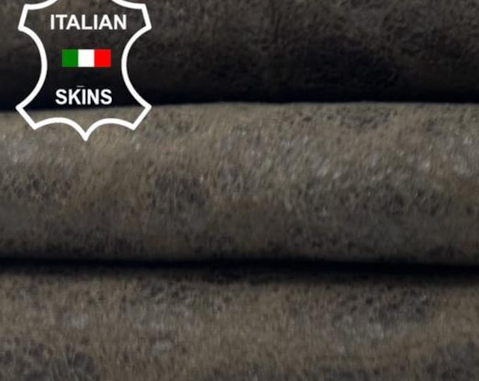 MUD BROWN CRINKLED Vintage Look Soft Italian Lambskin Sheep Lamb Leather hide hides skin skins 2sqf 0.7mm #C2258