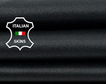 Free FedEx & Duties -  BLACK Soft Italian STRETCH Backed Lamb Leather skin 5sqf 0.7mm #C7826
