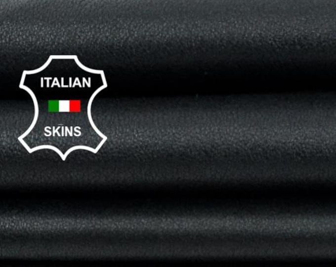 Delivered Duty paid -  BLACK Soft Italian STRETCH Backed Lamb Leather skin 5sqf 0.7mm #C7826
