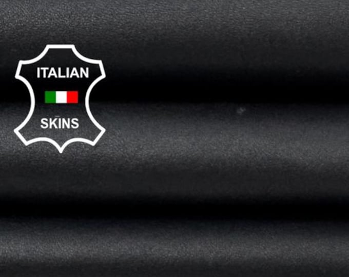 Delivered Duty paid - BLACK ANILINE Soft Italian STRETCH Backed Lamb Leather skin 5sqf 0.7mm #Z61