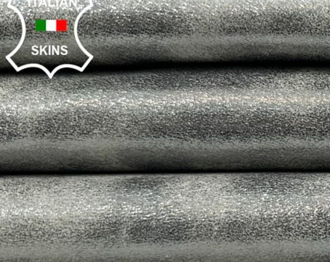 METALLIC CHROME Cracked Distressed Vintage Look Thick Soft talian Lambskin Sheep Lamb leather pack 2 hides skins total 12sqf 1.2mm #C5583