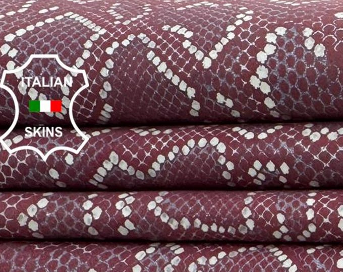 Free FedEx & Duties - WINE PYTHON SNAKE Print On Soft Italian Lamb leather skin 6sqf 0.8mm #Z461