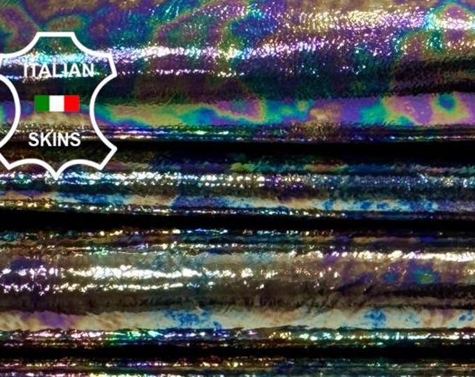 METALLIC GASOLINE CRINKLED Soft Italian Lamb leather pack 2 skins total 8+sqf 0.7mm #C7548
