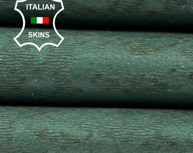Delivered Duty Paid-MINT GREEN PRINTED On Vegetable Tan Thick Italian Calf leather skin 12sqf 1.1mm #C6668