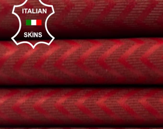ZIG ZAG WAVES Red Laser Engraved Soft Italian Goatskin Goat leather hide hides skin skins 4sqf 0.8mm #C5676