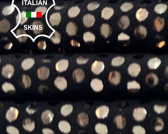 Free FedEx & Duties - METALLIC PLATINUM POIS Polka Dots Print Thin Soft Italian Lambskin Lamb leather skin 3sqf 0.5mm #C6501