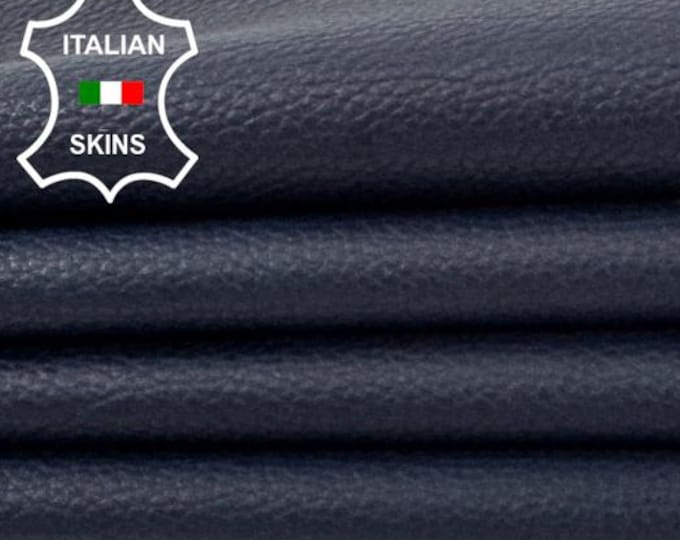 Delivered Duty paid - BLUE BLACK PEBBLE Grainy Soft Italian Calf leather skin 7sqf 0.8mm #Z321