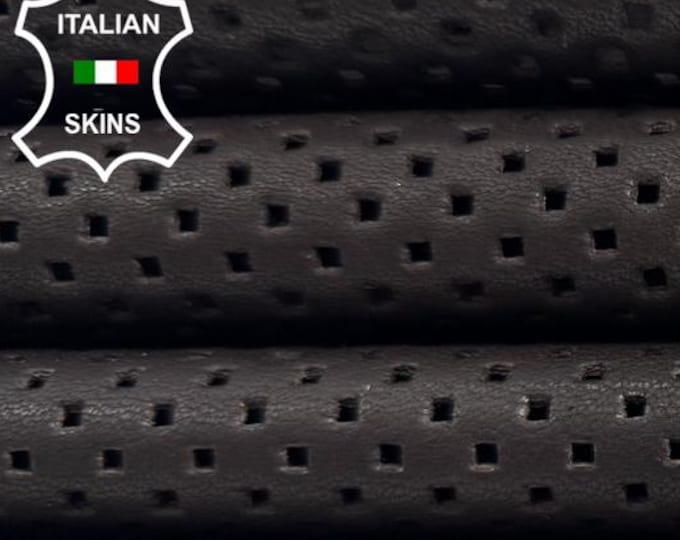 DARK BROWN SQUARES Perforated Print Thick Soft Italian Lambskin Sheep Lamb Leather hide hides skin skins 6+sqf 1.1mm #C6355
