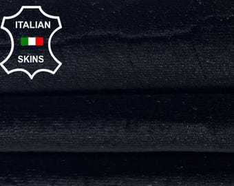 Delivered Duty Paid-BLACK VELVET CROCODILE Print On Brown Soft Italian Lamb leather skin 3sqf 0.9mm #C6833