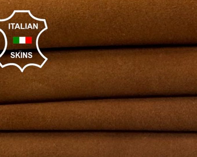 Delivered Duty paid - BROWN SUEDE Soft Italian Goat leather pack 2 skins total 6sqf 0.7mm #Z137