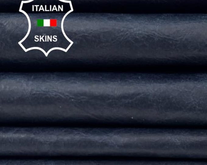 DARK BLUE CRINKLED Vintage Look Thin Soft Italian Lambskin Sheep Lamb leather pack 2 hides skins total 10sqf 0.5mm #C6132