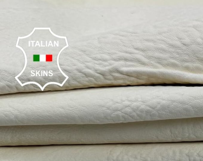 Delivered Duty paid - IVORY CREAMER GRAINY Washed Vegetable Tan Thick Soft Italian Lamb leather pack 5 skins total 22+sqf 1.2mm #Z23