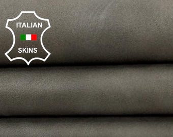 CONCRETE GREY VEGETABLE Tan Soft Italian Lamb leather skin 5sqf 0.9mm #Z450