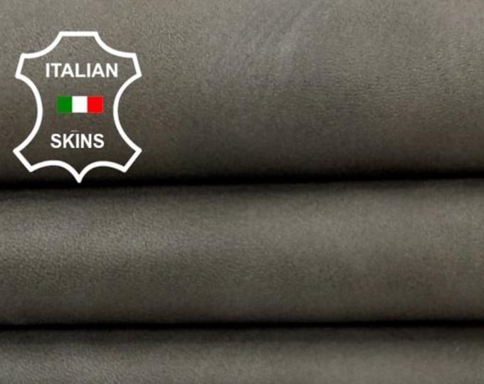 Delivered Duty paid - CONCRETE GREY VEGETABLE Tan Soft Italian Lamb leather skin 5sqf 0.9mm #Z450