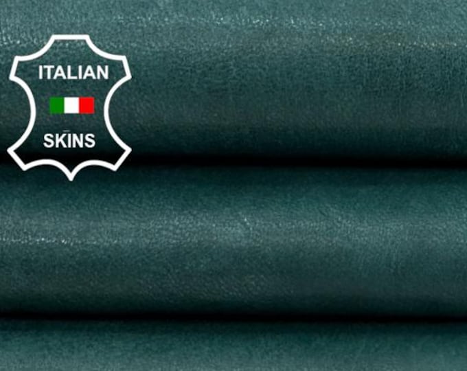 Delivered Duty paid - FOREST GREEN ANTIQUED Look Vegetable Tan Thick Italian Lamb leather skin 9sqf 1.1mm #Z452