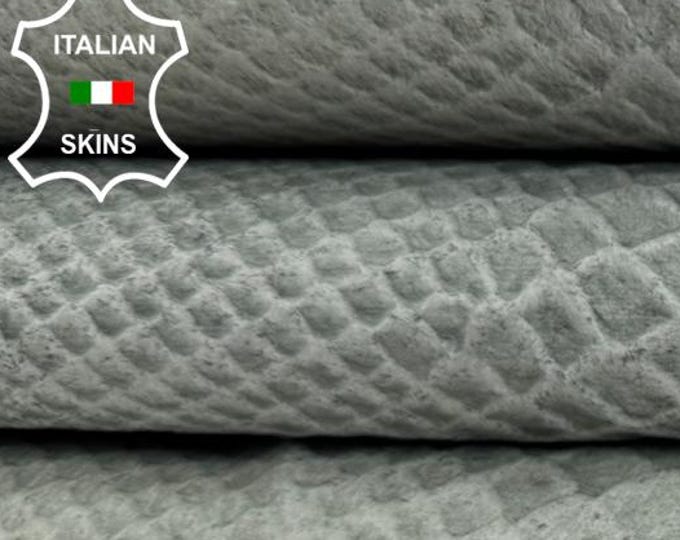 LIGHT GREEN Very Vintage Snake Print On Thin Soft Italian STRETCH Backed Lamb Leather skin 5+sqf 0.6mm #C7074