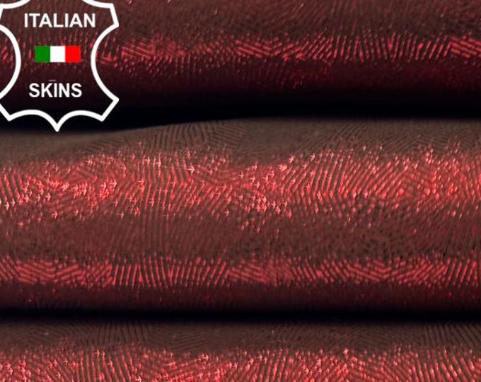 METALLIC RED EYE Attraction Print On Brown Soft Italian Lambskin Sheep Lamb leather hide hides skin skins 3sqf 0.7mm #C6504