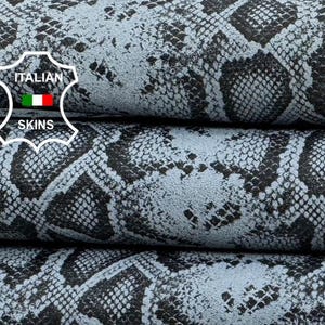 Delivered Duty paid - GREY PYTHON SNAKE Print On Soft Italian Lamb Leather 4+sqf 1.0mm #C7714