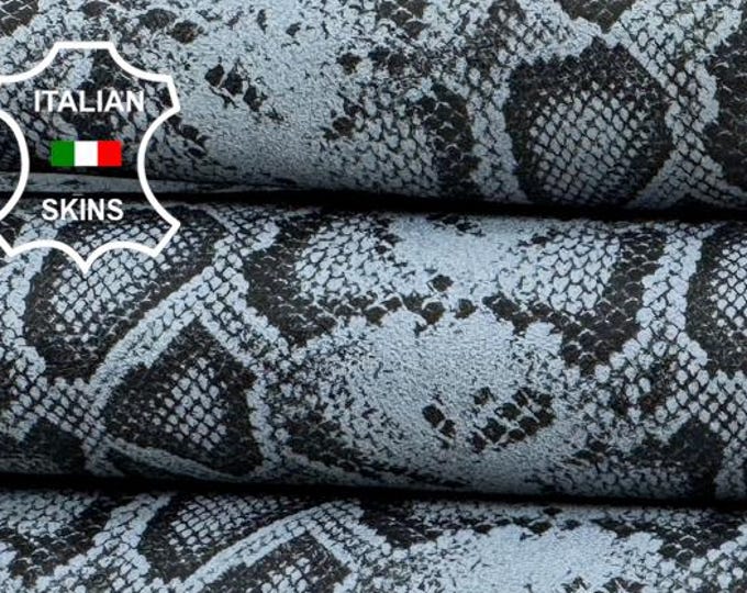 Delivered Duty paid - GREY PYTHON SNAKE Print On Soft Italian Lamb Leather 4+sqf 1.0mm #C7714