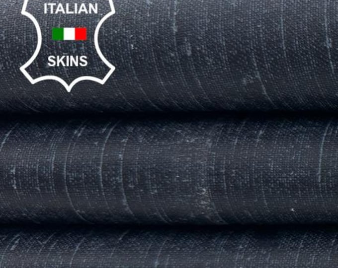 DARK BLUE DENIM Print On Vintage Look Soft Italian Lambskin Lamb Sheep Leather hide hides skin skins 6sqf 0.7mm #C3296