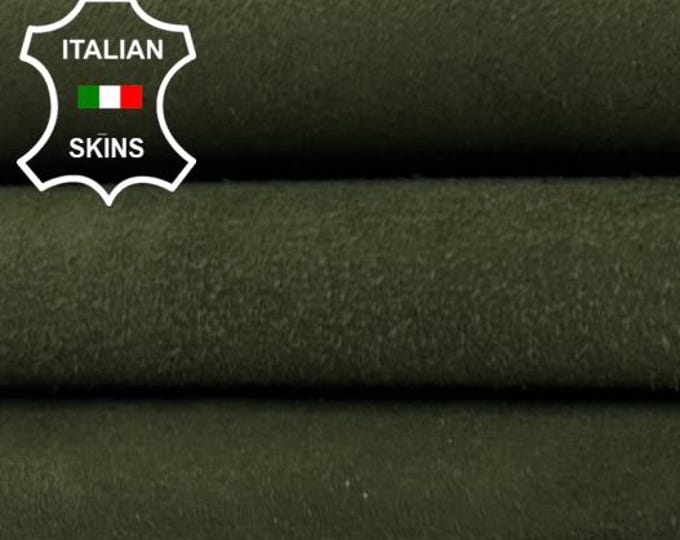 OLIVE GREEN SUEDE Thick Soft Italian Goatskin Goat leather hide hides skin skins 4sqf 1.2mm #C4202
