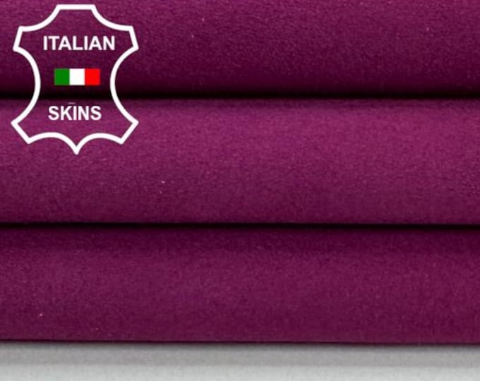 Delivered Duty paid - RASPBERRY MAGENTA SUEDE Thick Italian Goat leather skin 5sqf 1.1mm #Z367
