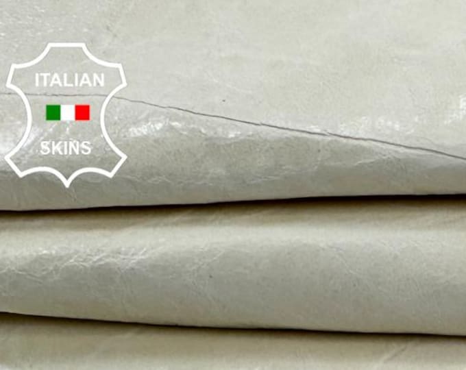 Delivered Duty paid - CREAMER IVORY VINTAGE Look Crinkled Soft Italian Lamb leather skin 6+sqf 0.9mm #Z22