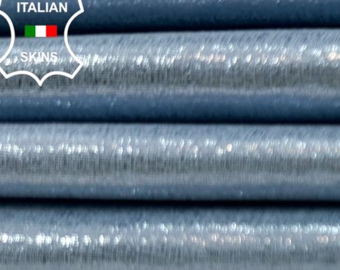 METALLIC SKY BLUE Shimmer Lame Print Thin Soft Italian Goatskin Goat leather hide hides skin skins 3+sqf 0.6mm #C5736
