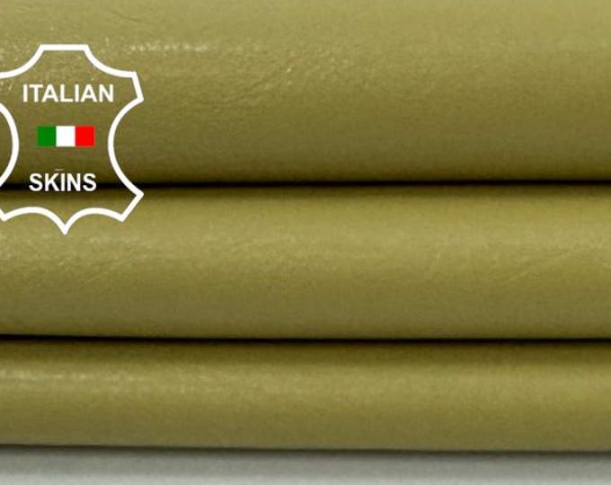 Free FedEx & Duties - PATENT KHAKI BEIGE Crinkled Italian Goat leather skin 4+sqf 0.8mm #Z612