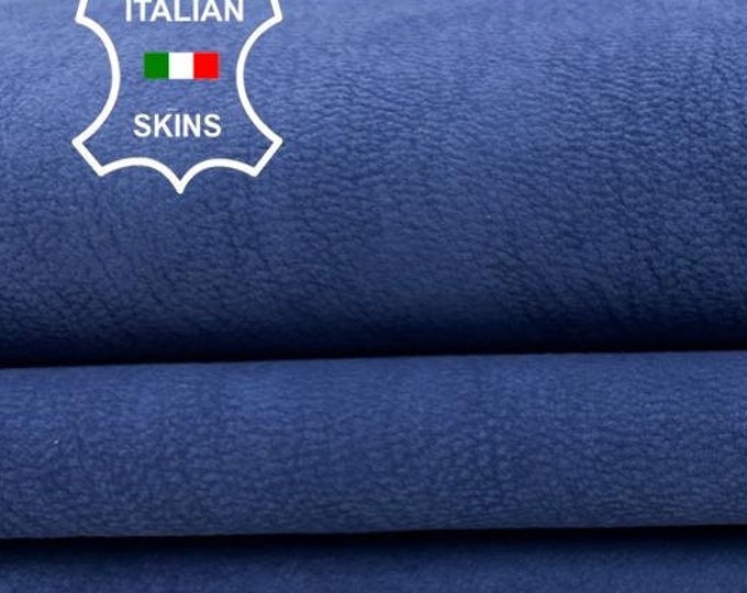 WASHED NUBUCK BLUE Vegetable Tan Thick Soft Italian Goatskin Goat Leather hide hides skin skins 4+sqf 1.2mm #C3225