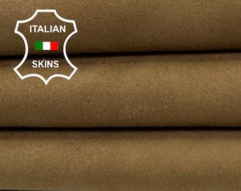 CAMEL BROWN SUEDE Thick Italian Goat leather skin 3sqf 1.1mm #C7749