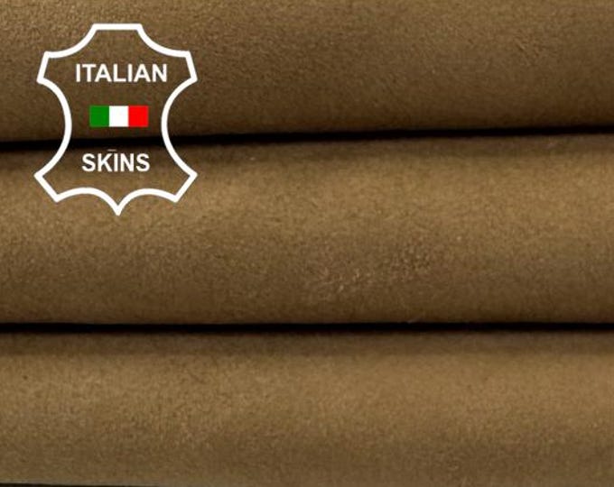 Delivered Duty paid - CAMEL BROWN SUEDE Thick Italian Goat leather skin 3sqf 1.1mm #C7749