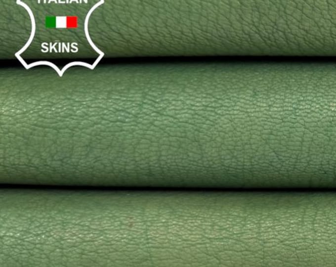 Delivered Duty Paid-LIGHT GREEN ROUGH Vintage Look Vegetable Tan Thick Italian Goat leather skin 4+sqf 1.3mm #C6971
