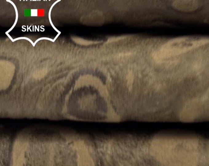 OLIVE PRINTED VINTAGE Look Vegetable Tan Italian Goatskin Goat Leather hide hides skin skins 4sqf 1.0mm #C6381
