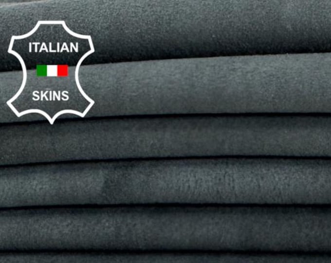 Free FedEx & Duties - GREY SUEDE  Thick Soft Italian STRETCH Backed Lamb Leather pack 2 skins total 10sqf 1.1mm #C7938