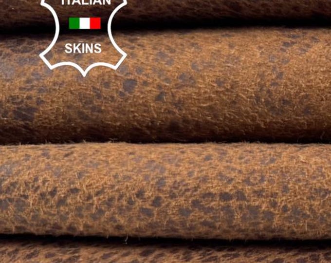 BROWN VERY VINTAGE Look Nubuck Vegetable Tan Soft Italian Lambskin Sheep Lamb leather hide hides skin skins 6sqf 0.8mm #C6164