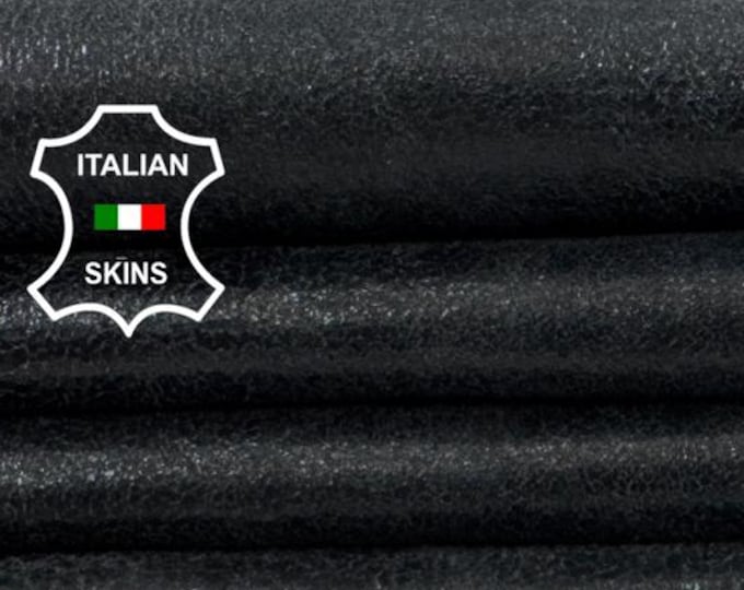 Delivered Duty paid - DARK PETROL Cracked Vintage Look Soft Italian Lamb leather skin 7+sqf 0.8mm #Z206